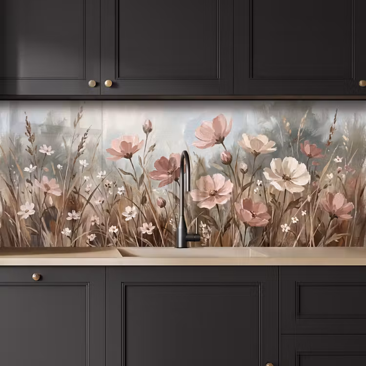 Bloemen - Botanisch - Schilderij - Pastel - Rustiek keuken achterwand 2 middel -sfeer1