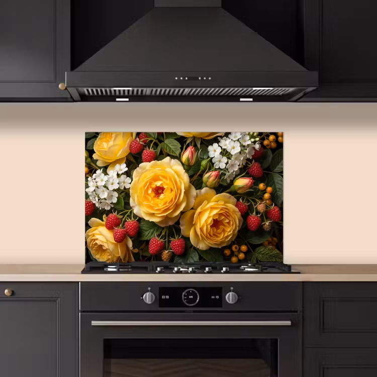 Bloemen - Boeket - Natuur - Klassiek - Geel keuken achterwand spatscherm klein -sfeer1