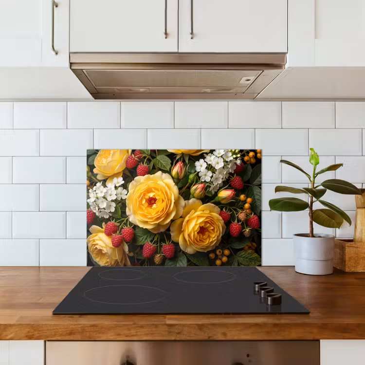 Bloemen - Boeket - Natuur - Klassiek - Geel keuken achterwand spatscherm klein -sfeer2