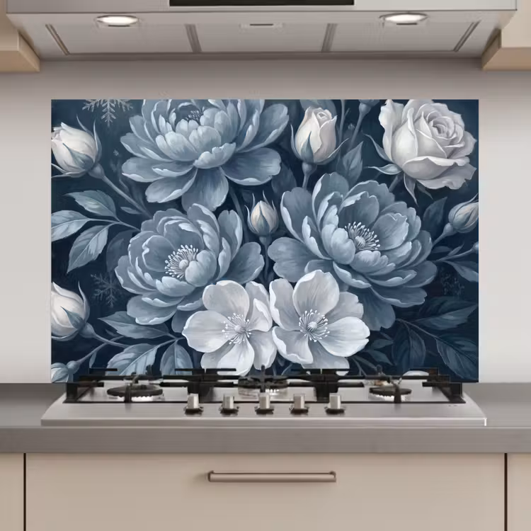 Bloemen - Boeket - Winter - Abstract - Blauw keuken achterwand spatscherm klein -3d_website