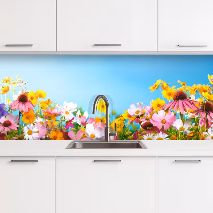 Bloemen - Kleurrijk - Blauw - Natuur keuken achterwand 2 middel -3d