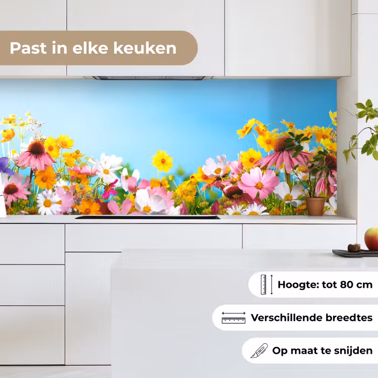 Bloemen - Kleurrijk - Blauw - Natuur keuken achterwand 2 middel -sfeer4_NL