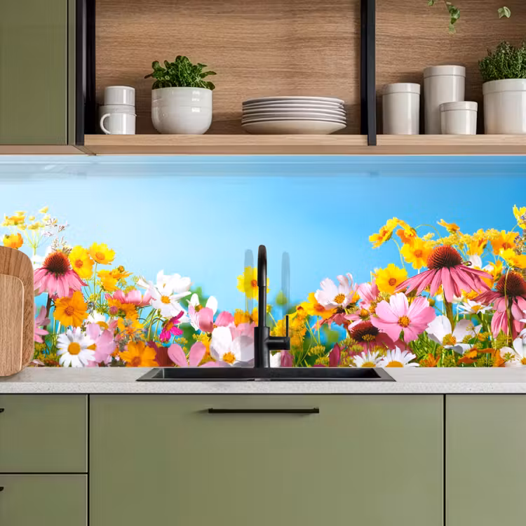 Bloemen - Kleurrijk - Blauw - Natuur keuken achterwand 2 middel -sfeer3