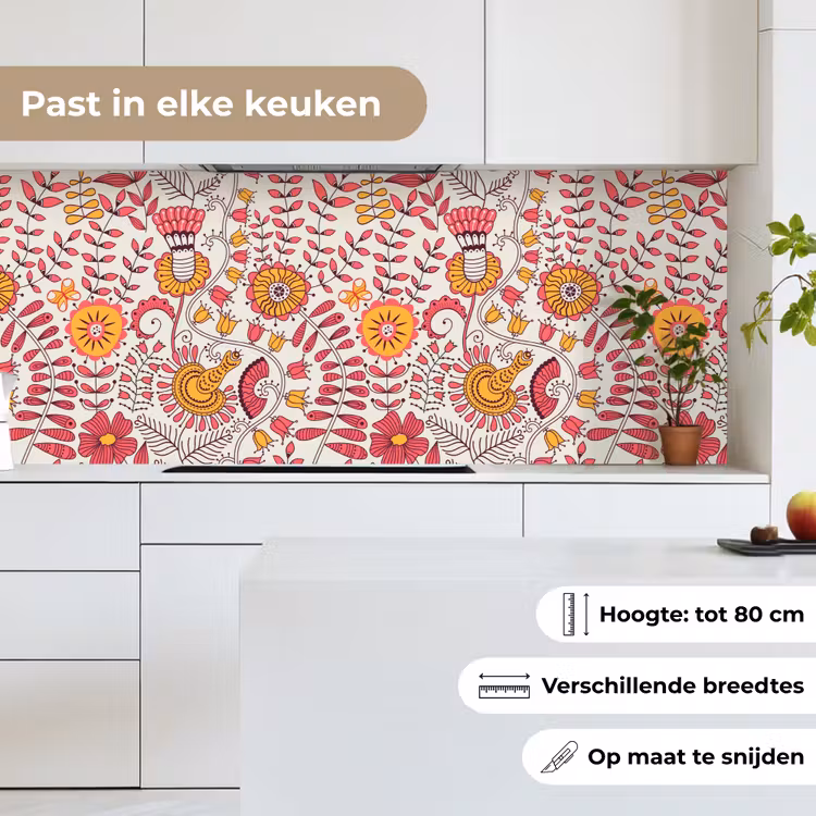 Bloemen - Design - Roze - Oranje keuken achterwand 2 middel 871 -sfeer4_NL