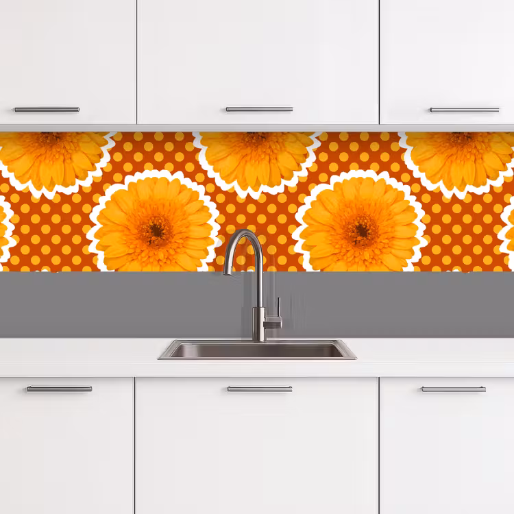 Bloemen - Stippen - Vintage - Patroon keuken achterwand 2 middel 871 -3d
