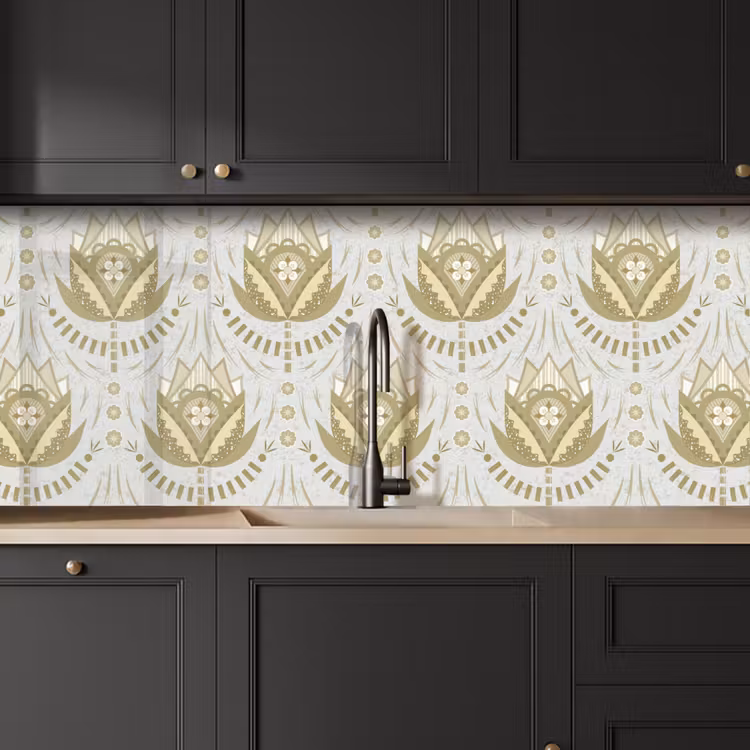 Bloemen - Goud - Patronen keuken achterwand 2 middel 871 -sfeer1