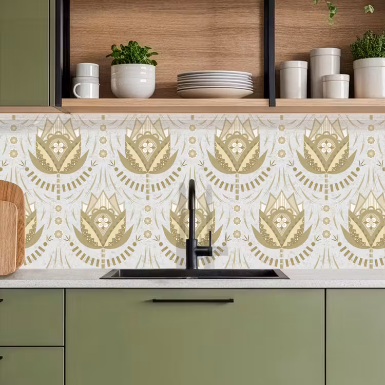 Bloemen - Goud - Patronen keuken achterwand 2 middel 871 -sfeer3