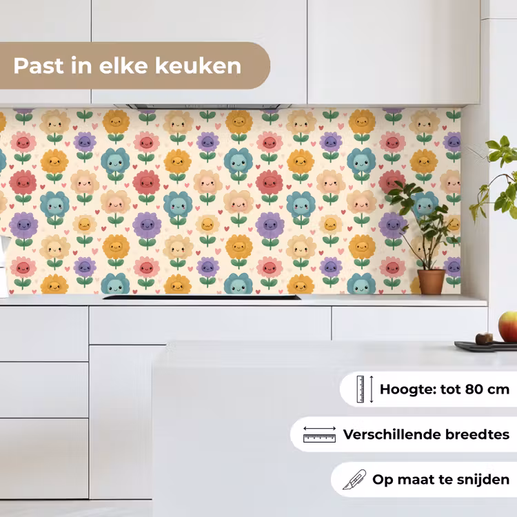 Bloemen - Hartjes - Kleurrijk keuken achterwand 2 middel 871 -sfeer4_NL