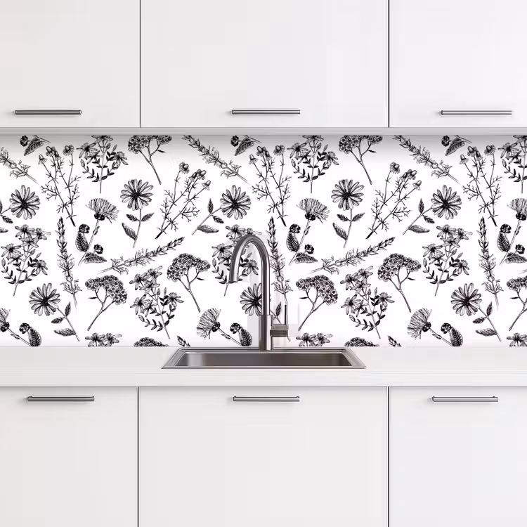 Bloemen - Kruiden - Vintage - Patronen keuken achterwand 2 middel 871 -3d