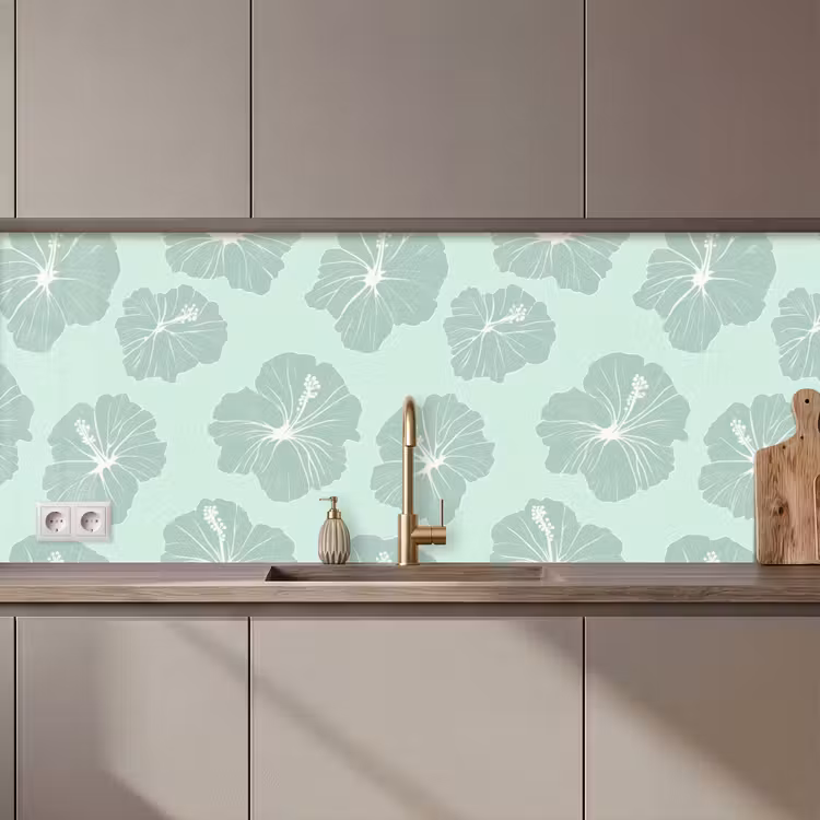 Bloemen - Hibiscus - Mint keuken achterwand 2 middel 871 zz_3dshopping
