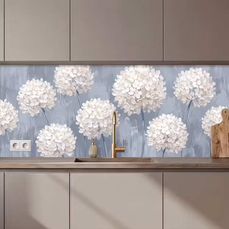 Bloemen - Illustratie - Blauw keuken achterwand 2 middel zz_3dshopping