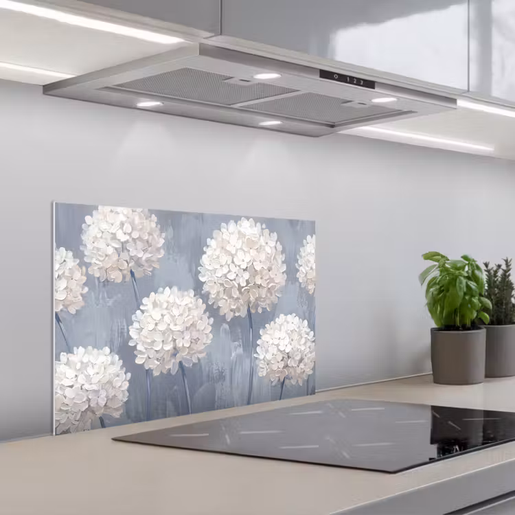 Bloemen - Illustratie - Blauw keuken achterwand 2 middel -3d