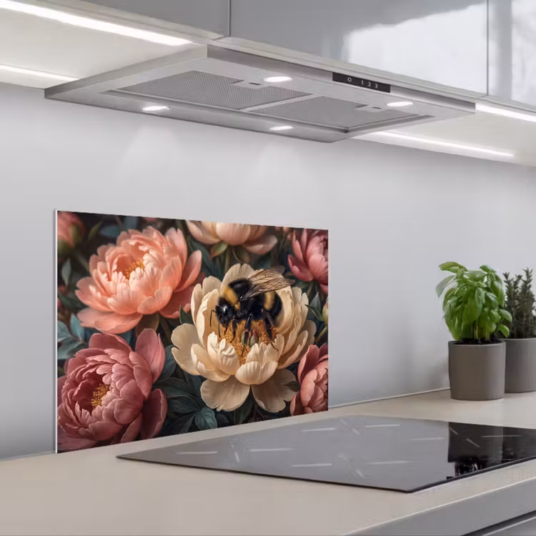 Bloemen - Insect - Natuur - Roze keuken achterwand spatscherm klein -3d_schuin