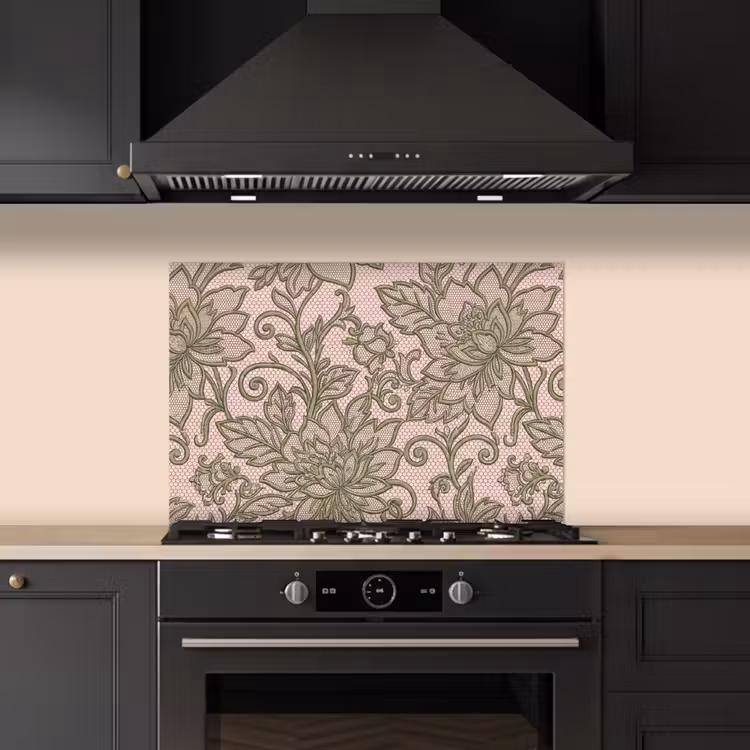 Bloemen - Kant - Patroon - Klassiek - Groen keuken achterwand spatscherm klein -sfeer1