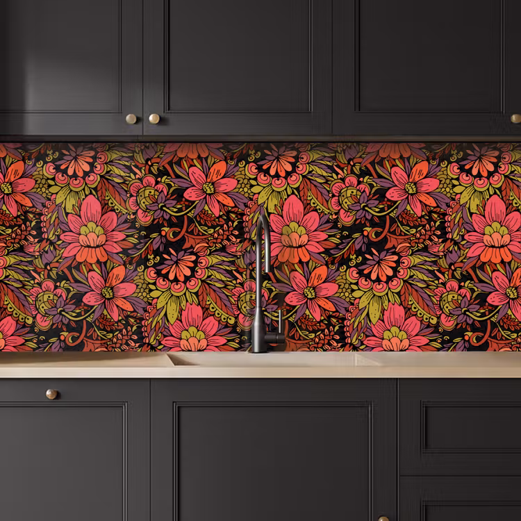 Bloemen - Bladeren - Design keuken achterwand 2 middel 871 -sfeer1