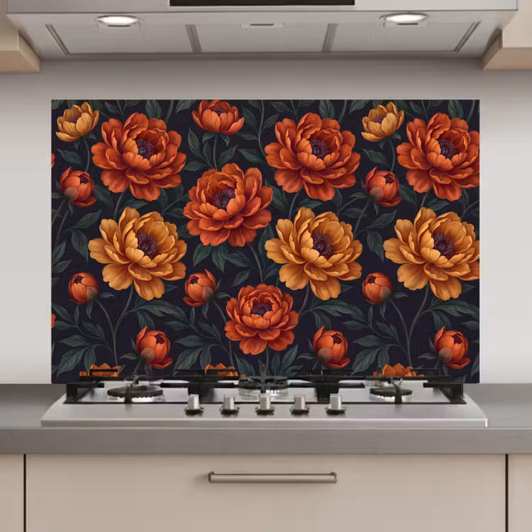 Bloemen - Bladeren - Natuur - Modern - Oranje keuken achterwand spatscherm klein -3d_website