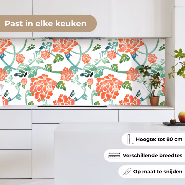 Bloemen - Bladeren - Patronen - Waterverf keuken achterwand 2 middel 871 -sfeer4_NL