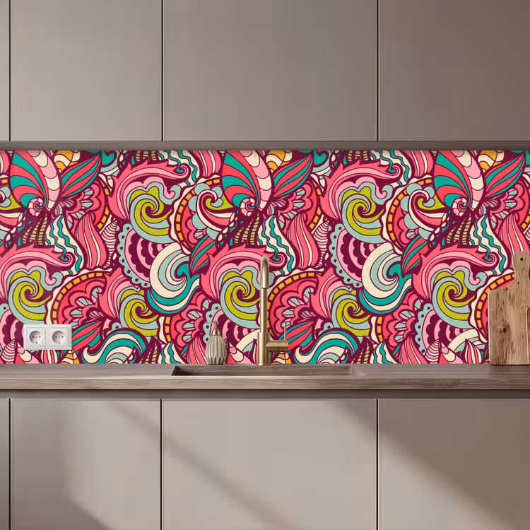 Bloemen - Bladeren - Regenboog - Hippie - Design keuken achterwand 2 middel 871 zz_3dshopping