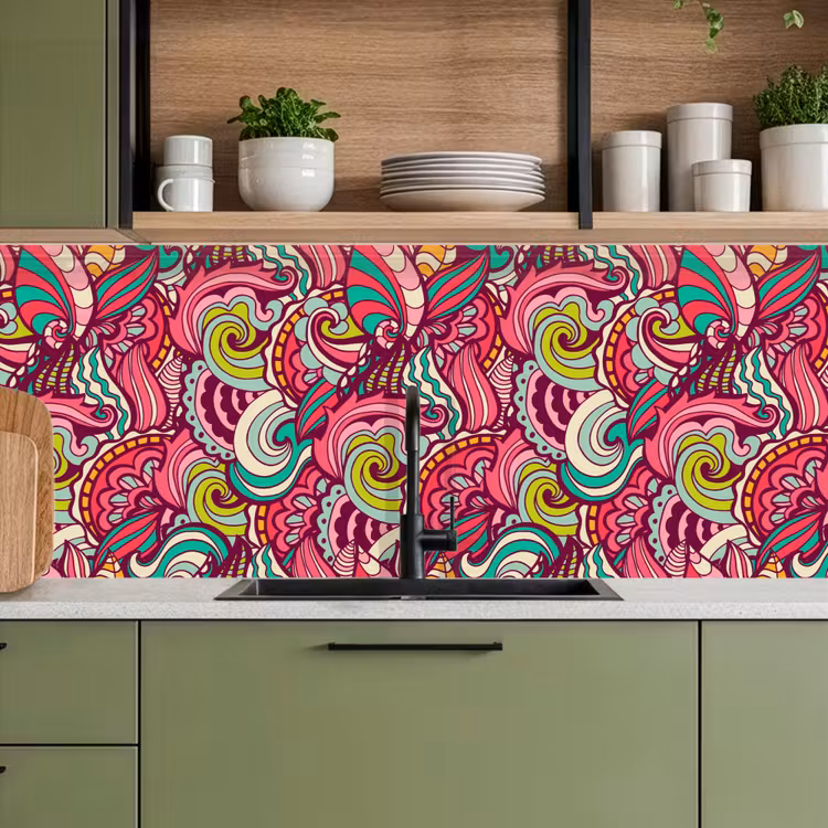 Bloemen - Bladeren - Regenboog - Hippie - Design keuken achterwand 2 middel 871 -sfeer3