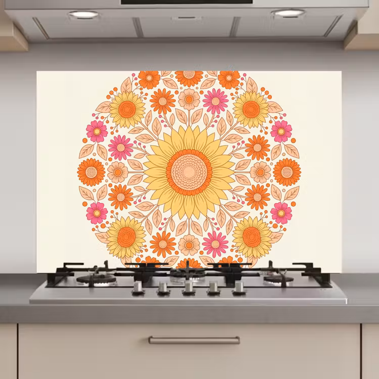 Bloemen - Mandala - Patroon - Kleurrijk keuken achterwand spatscherm klein -3d_website