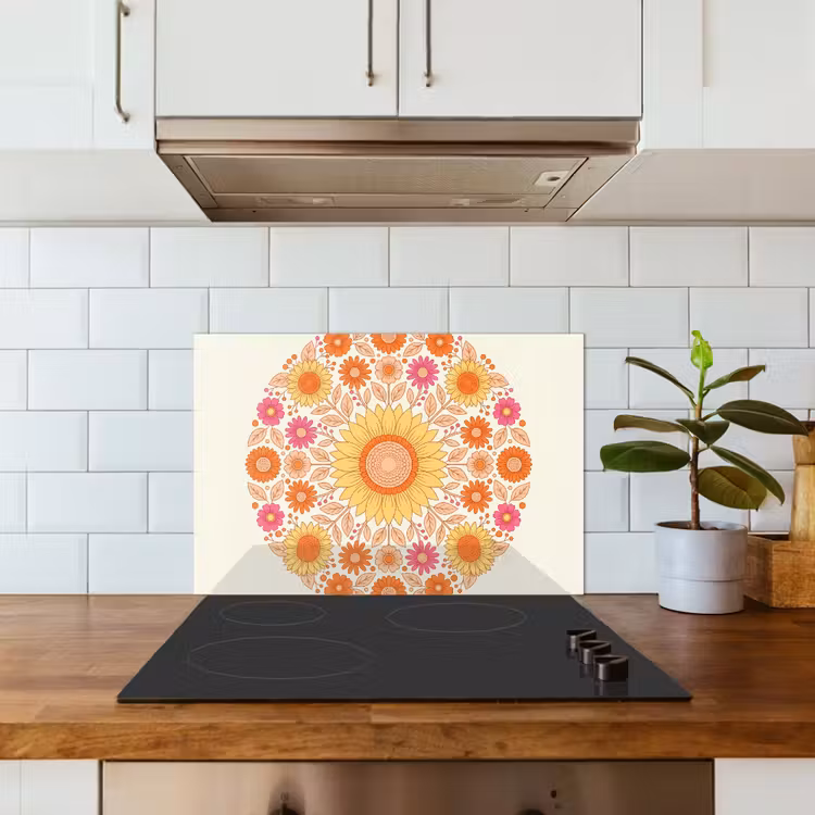 Bloemen - Mandala - Patroon - Kleurrijk keuken achterwand spatscherm klein -sfeer2