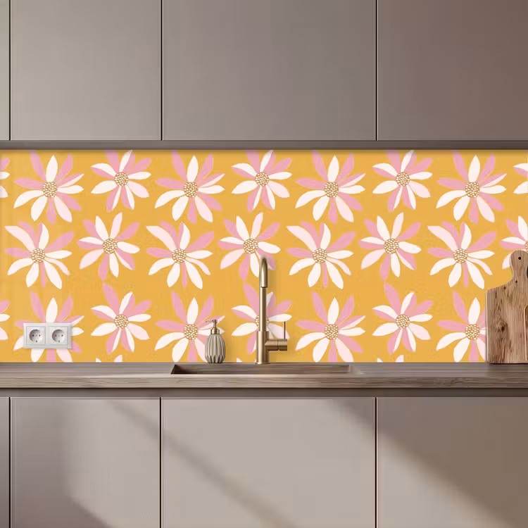 Bloemen - Modern - Geel keuken achterwand 2 middel 871 zz_3dshopping