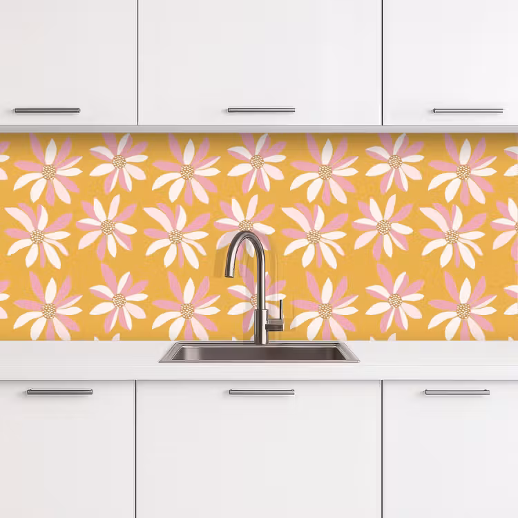 Bloemen - Modern - Geel keuken achterwand 2 middel 871 -3d