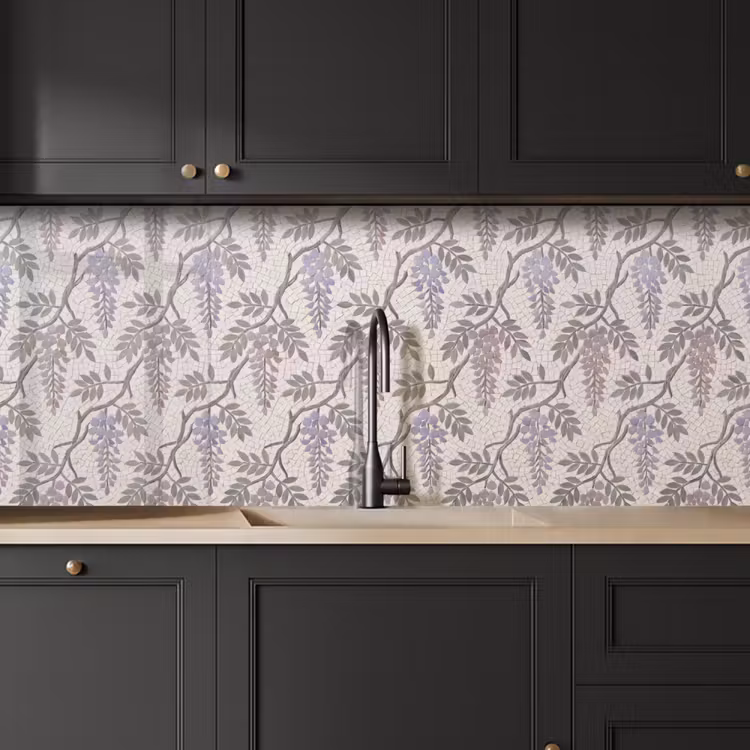 Bloemen - Mozaïek - Natuur - Patroon - Paars keuken achterwand 2 middel -sfeer1