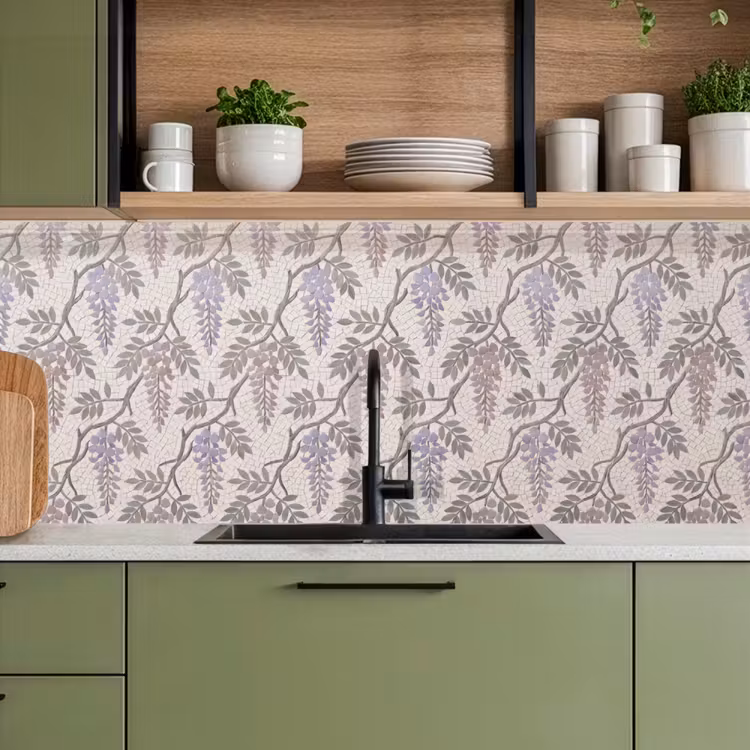 Bloemen - Mozaïek - Natuur - Patroon - Paars keuken achterwand 2 middel -sfeer3