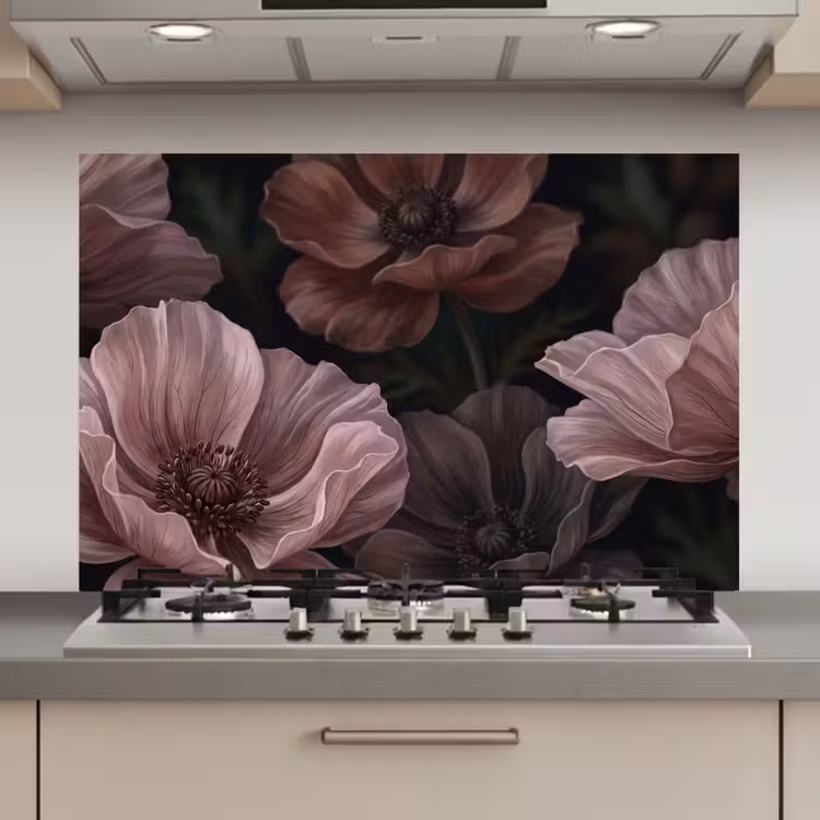Bloemen - Natuur - Roze - Donker - Modern keuken achterwand spatscherm klein -3d_website