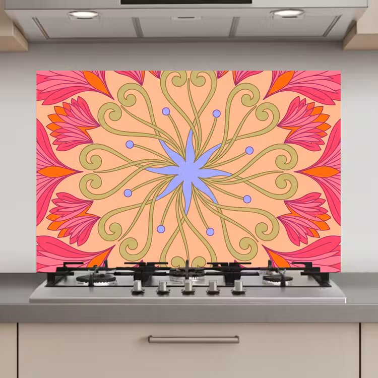 Bloemen - Patroon - Abstract - Roze - Decoratief keuken achterwand spatscherm klein -3d_website