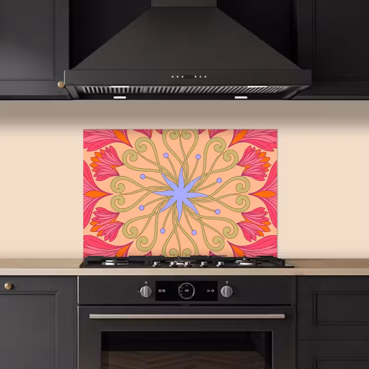 Bloemen - Patroon - Abstract - Roze - Decoratief keuken achterwand spatscherm klein -sfeer1