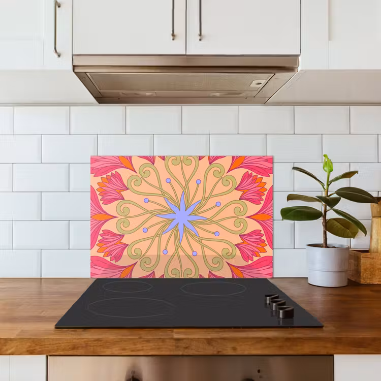 Bloemen - Patroon - Abstract - Roze - Decoratief keuken achterwand spatscherm klein -sfeer2