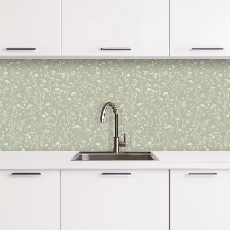 Bloemen - Patroon - Groen keuken achterwand 2 middel 871 -3d