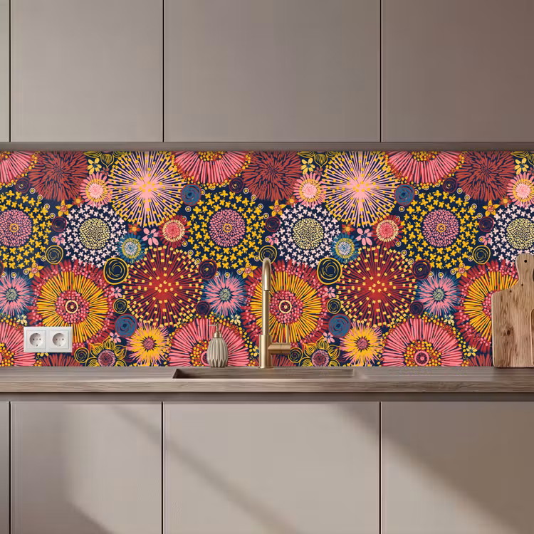 Bloemen - Patroon - Lijn keuken achterwand 2 middel 871 zz_3dshopping