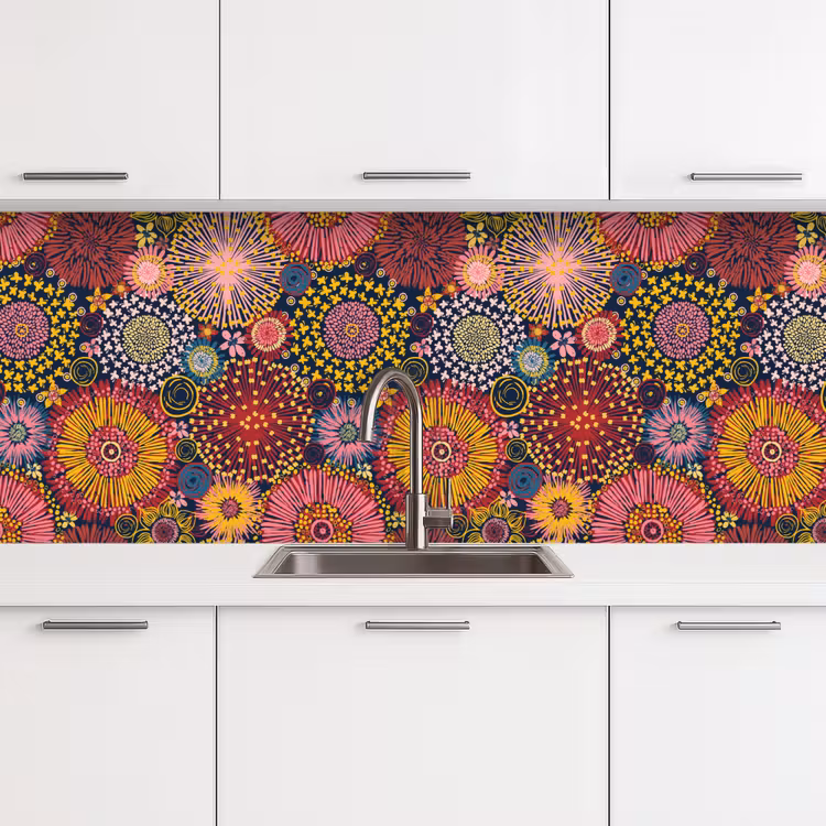 Bloemen - Patroon - Lijn keuken achterwand 2 middel 871 -3d