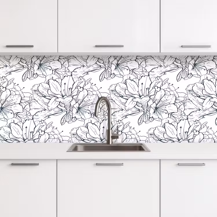 Bloemen - Patroon - Lijn keuken achterwand 2 middel 871 -3d