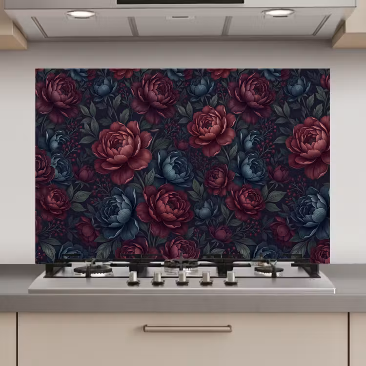 Bloemen - Patroon - Natuur - Klassiek - Donker keuken achterwand spatscherm klein -3d_website