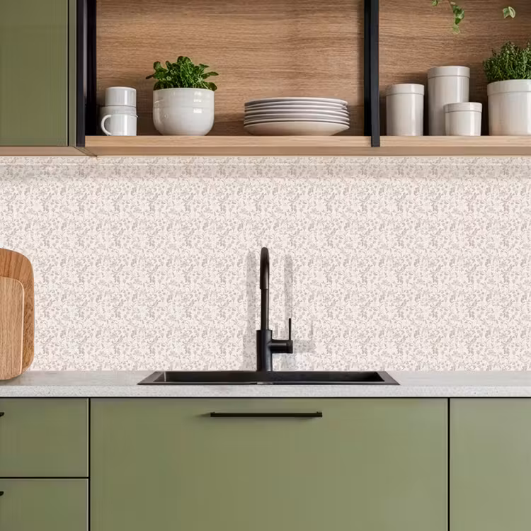 Bloemen - Patroon - Taupe keuken achterwand 2 middel 871 -sfeer3
