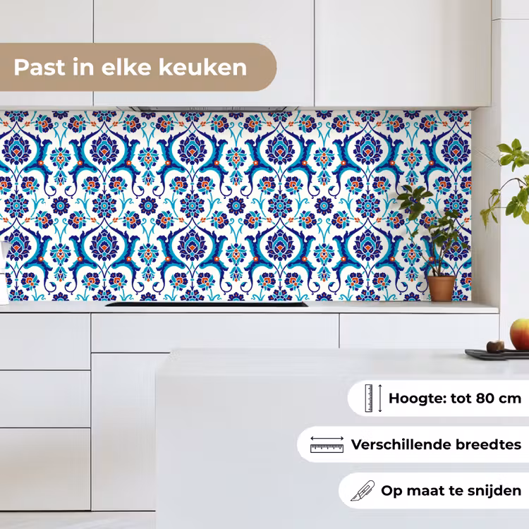 Bloemen - Patronen - Blauw keuken achterwand 2 middel 871 -sfeer4_NL