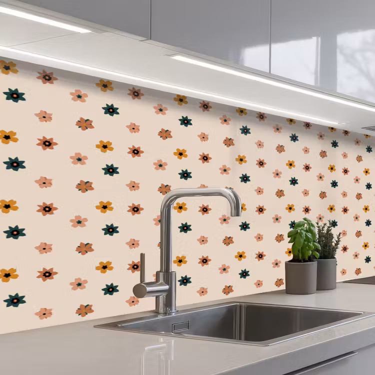 Bloemen - Patronen - Stippen keuken achterwand 2 middel 871 -3d_schuin