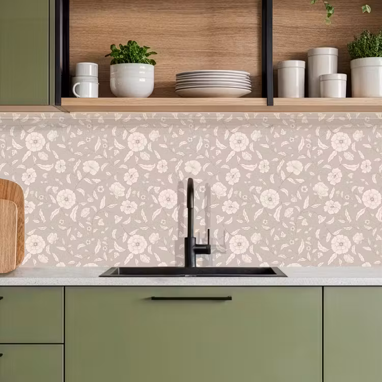 Bloemen - Blaadjes - Patroon keuken achterwand 2 middel 871 -sfeer3
