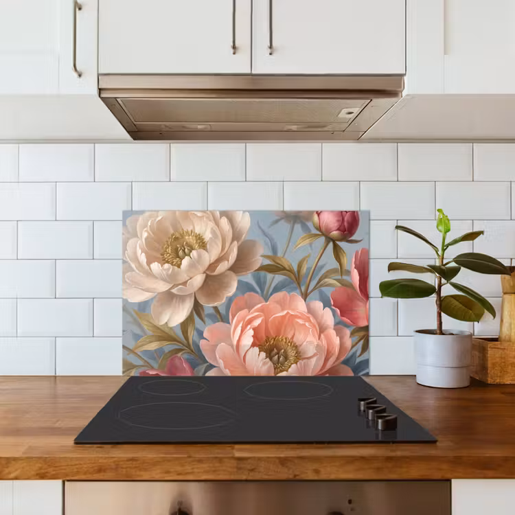 Bloemen - Roze - Beige - Modern - Natuur keuken achterwand spatscherm klein -sfeer2