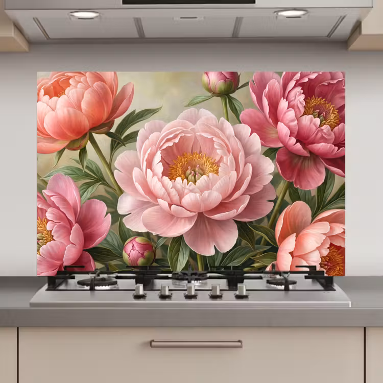 Bloemen - Roze - Klassiek - Gedetailleerd - Natuur keuken achterwand spatscherm klein -3d_website