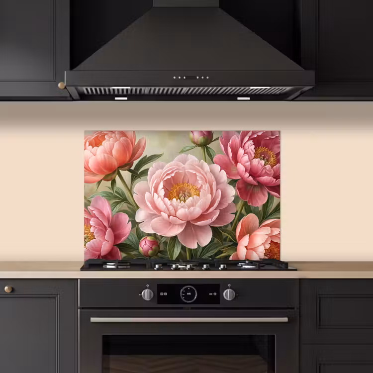 Bloemen - Roze - Klassiek - Gedetailleerd - Natuur keuken achterwand spatscherm klein -sfeer1