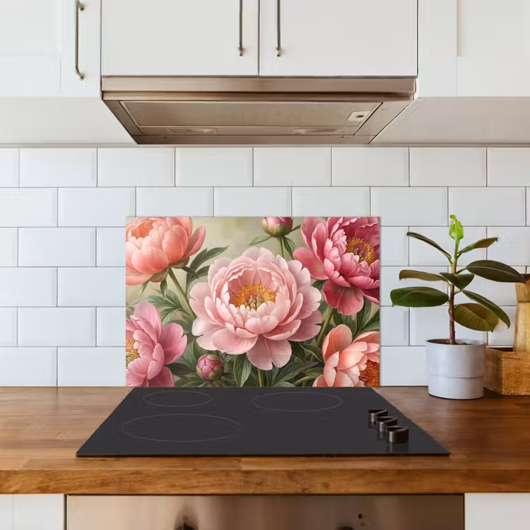 Bloemen - Roze - Klassiek - Gedetailleerd - Natuur keuken achterwand spatscherm klein -sfeer2