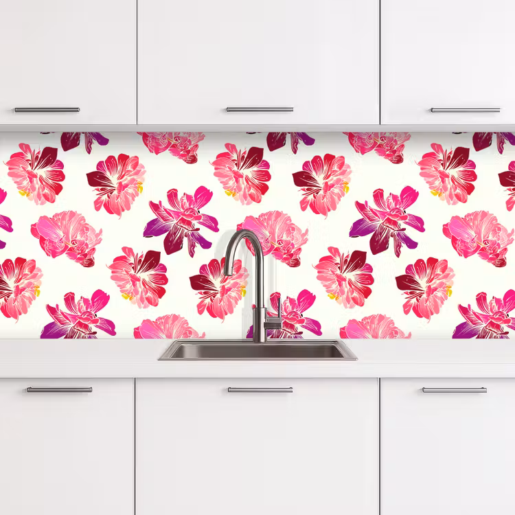 Bloemen - Roze - Patroon keuken achterwand 2 middel 871 -3d