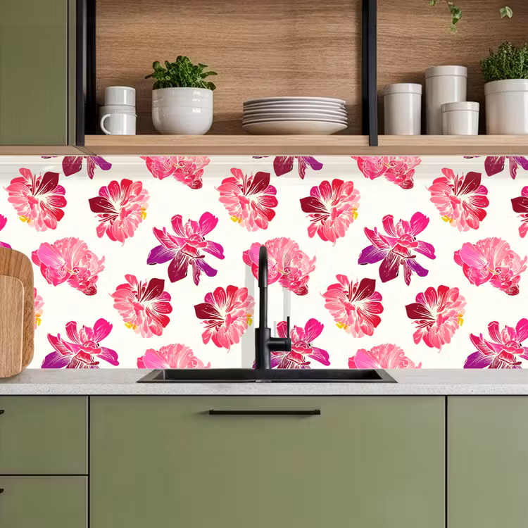Bloemen - Roze - Patroon keuken achterwand 2 middel 871 -sfeer3