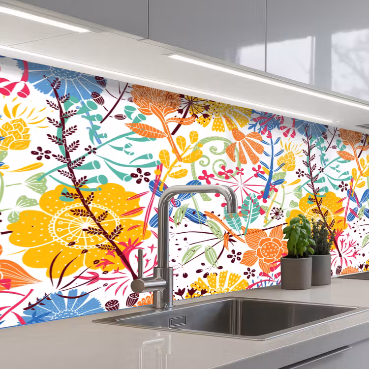 Bloemen - Planten - Regenboog - Patronen keuken achterwand 2 middel 871 -3d_schuin