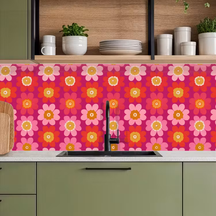 Bloemen - Retro - Kleurrijk keuken achterwand 2 middel 871 -sfeer3